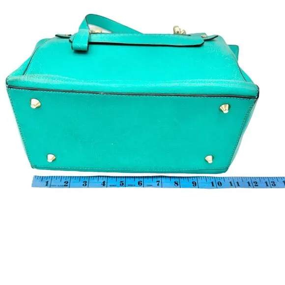 Charming Charlie Shoulder Bag Seafoam with Gold Chain Accents Striped Interior - Picture 14 of 16